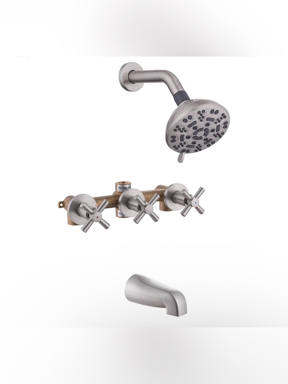 3 Handle Shower Faucet Set,Tub Shower Trim Kit Brushed Nickel
With Tub Spout and